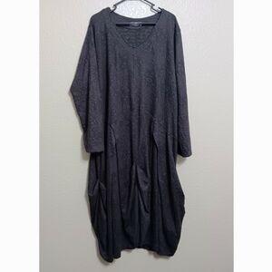 Kekoo Gray Floral Textured Lagenlook Dress